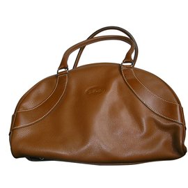 Borsa Bowling Longchamp in pelle color caramello