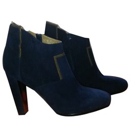 Botines Hermès de gamuza azul marino