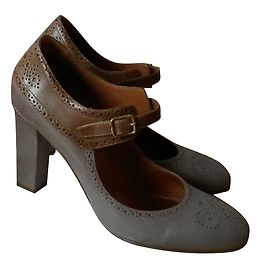 Autre Marque Michel Vivien Debeauvoir Pumps Grau und Camel Leder