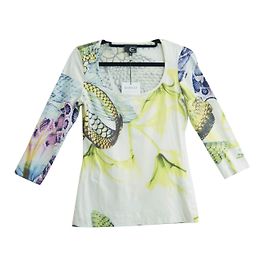 Camicia Roberto Cavalli in cotone girocollo stampa serpente crema