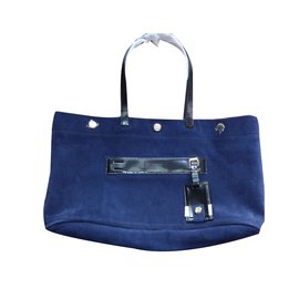 Borsa tote Kenzo Bike in velluto blu navy