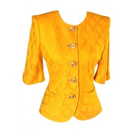 Blazer Yves Saint Laurent Jaune en Satin