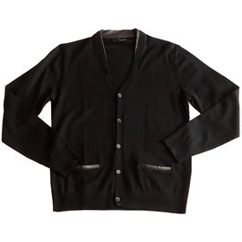 The Kooples Weste aus schwarzer Merinowolle mit Lammfell M