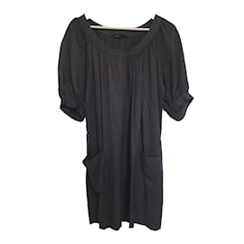 Vestido Maje de viscosa azul con mangas globo