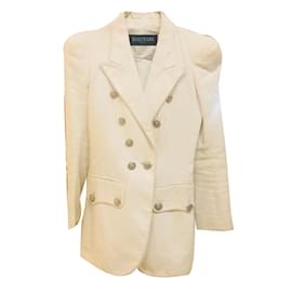 Chaqueta Balmain Blanca de Algodón y Lino Talla S