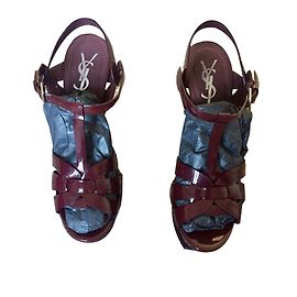 Sandali Saint Laurent Tribute Rosso Scuro Vernice