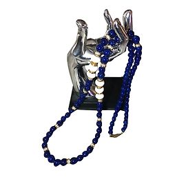 Collana Christian Dior Perle in Vetro Blu Lapis Lazuli