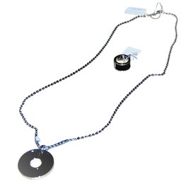 Set Collana e Anello Calvin Klein Nero Argentato Acciaio
