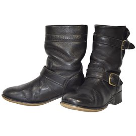 Stivaletti Motociclista Minelli in Pelle Nera
