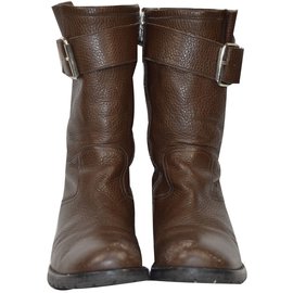 Pom d'Api Lederstiefel Biker Stil braun