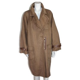 Abrigo Oversize Kenzo Taupe Cachemira y Lana 38FR