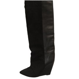 Botas de cuña Isabel Marant en piel y gamuza negras