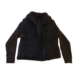 Sprung Frères Chaqueta de Visón Marrón Oscuro Mangas de Lana S