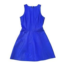 Muubaa Leather Mini Dress Navy Blue