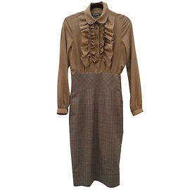 Vestido longo de lã Aquascutum Estee Marrom