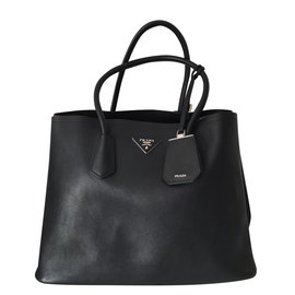 Prada Double Bag in pelle nera Vitello