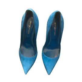 Sergio Rossi Pumps aus Hirschleder Blau Grösse 37
