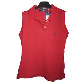 Polo senza maniche Ralph Lauren rosso scuro cotone M