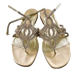 Sandali Gina Dorati con Brillanti Swarovski in Vernice