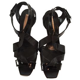 Sandali Rupert Sanderson in vernice e raso nero 39.5FR
