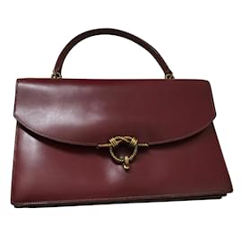 Borsa a mano Hermès Cordeliere in pelle rosso scuro