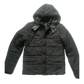 Parka Sandro Blu in Lana e Poliestere