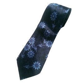 Cravatta Lanvin in seta blu stampata