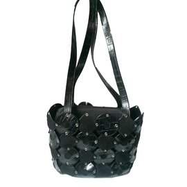 Borsa Braccialini in pelle sintetica nera effetto coccodrillo