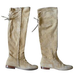 Autre Marque Botas altas de ante beige dorado TURZI