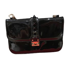 Borsa a tracolla Valentino in vernice nera con catena