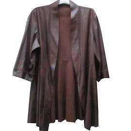 Autre Marque Giacca reversibile in cotone rivestito stile scamosciato marrone scuro