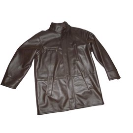 Balmain Capospalla Uomo Marrone in Finta Pelle di Pecora Taglia 50