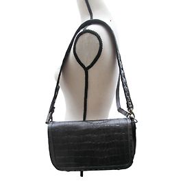 Autre Marque Reptile's Housse Lucy Clutch Tasche Kalbsleder Anthrazit