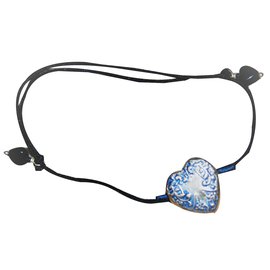 Bracciale Satellite con Cordino Blu Navy e Argento Cuore