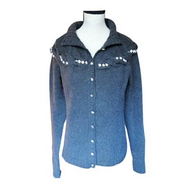 Blumarine Woll Seide Pullover mit Swarovski Kristallen