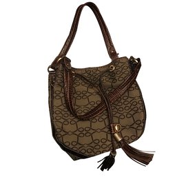 Lancel Borsa a Secchiello Playful Tela Monogramma Beige