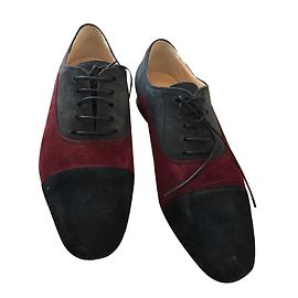 Décolleté stringate Christian Louboutin Pelle di cervo Nero Grigio Rosso scuro 37