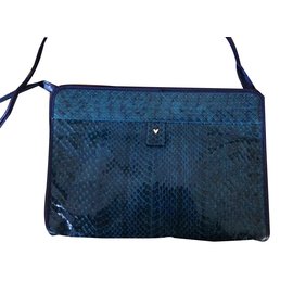 Sac à main Valentino Garavani en python bleu vert