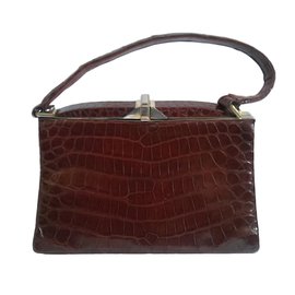 Burgundy crocodile leather handbag - Autre Marque