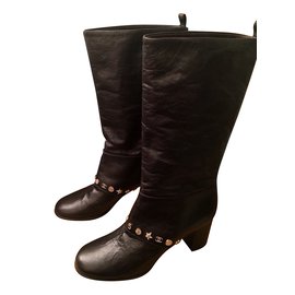 Botas Chanel de piel negra Talla 40