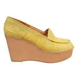 Mocasines Carven de rafia amarillos con cuña