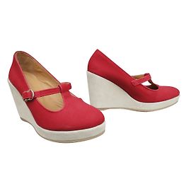 Sandalias Apc Vanessa Seward de lona roja y cuero blanco