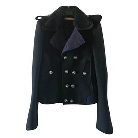 Chaqueta Balenciaga de lana negra azul marino