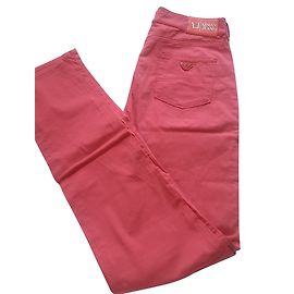 Pantalones rectos Armani Jeans rosa de algodón