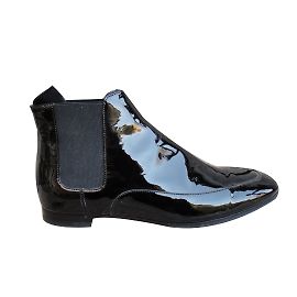 Jil Sander Chelsea Stiefeletten Lackleder Schwarz