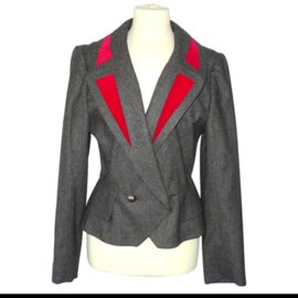 Hermès Wollblazer mit rotem Samt und Seidenfutter