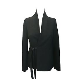 Giacca avvolgente Rick Owens nera in mohair e angora