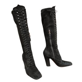 Botas Alaïa en piel de ante negras Talla 36
