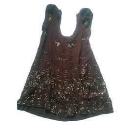 Camicetta Antik Batik Senza Maniche con Perline Bordeaux