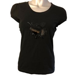 Camiseta Moschino negra de algodón con estampado de strass